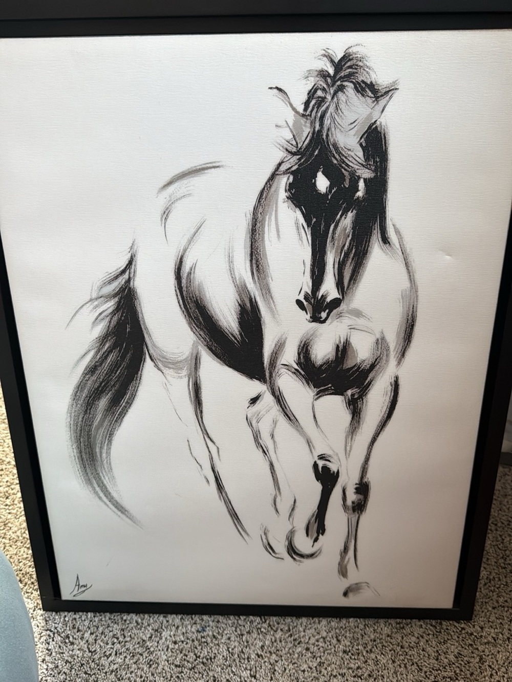 Black and White Horse Print canvas Wall Art - Unbranded